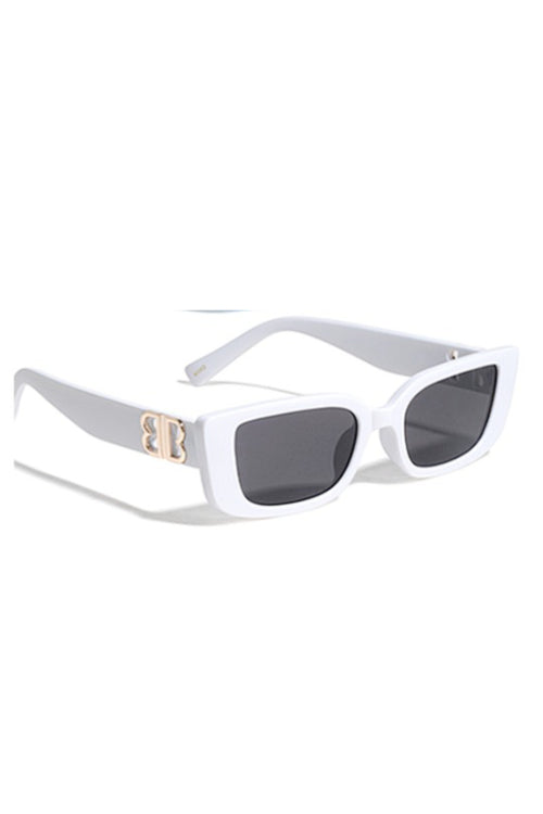 Cassandra White Rectangle Sunglasses