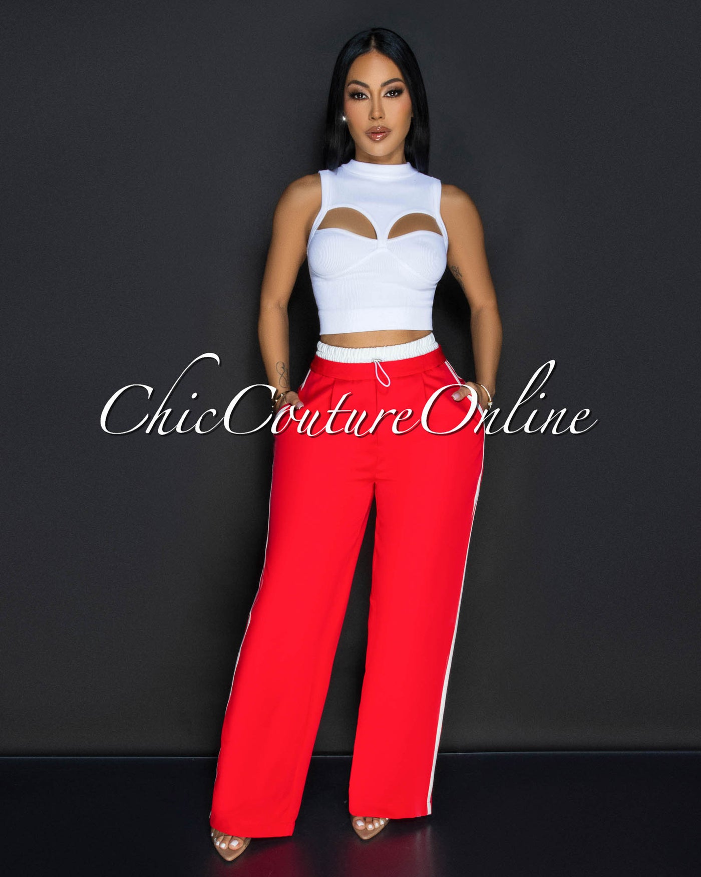 Corrie Red White Sporty Sweatpants