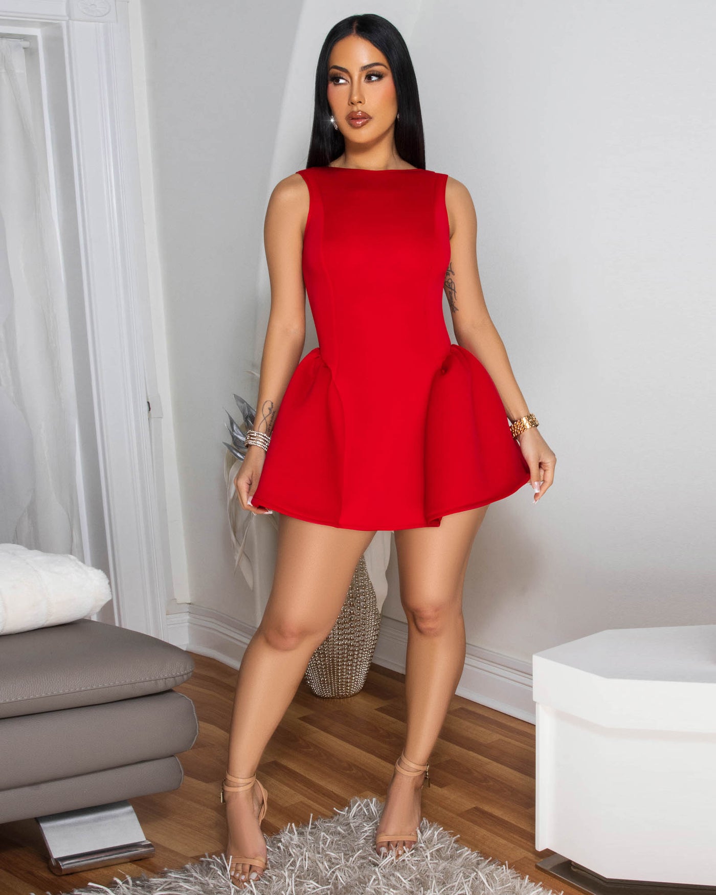 Muller Red Ultra-Mini Ponti Dress