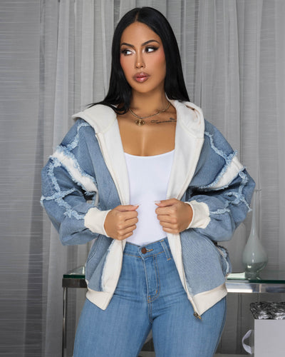 Amanita Blue Denim Ivory Hoodie ULTRA-LUXE Sweater (10/9/2025)