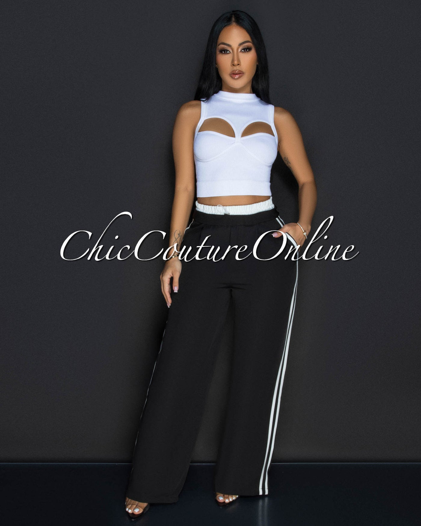 Corrie Black White Sporty Sweatpants