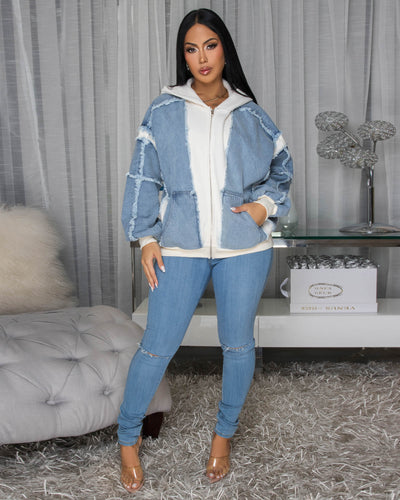 Amanita Blue Denim Ivory Hoodie ULTRA-LUXE Sweater (10/9/2025)