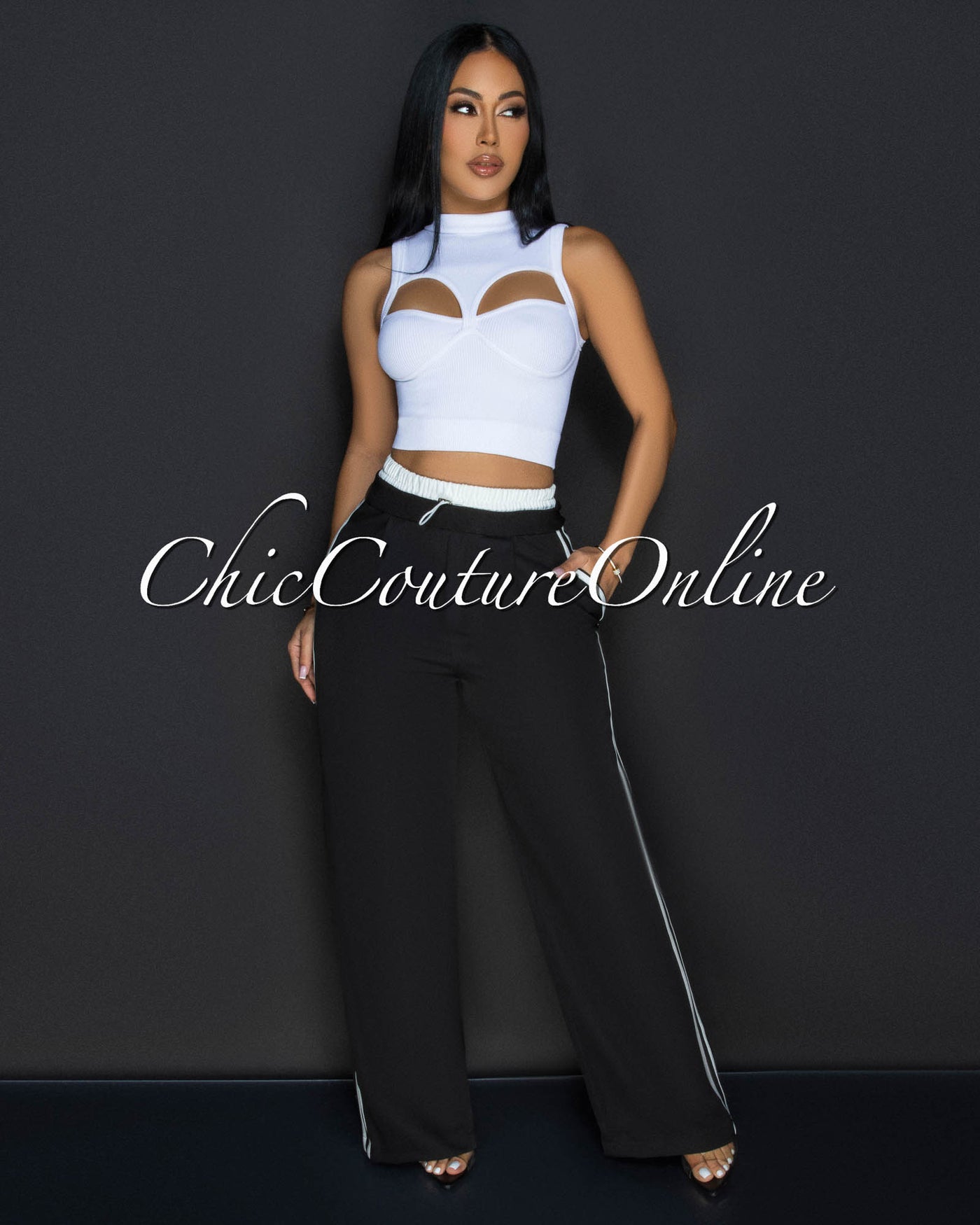 Corrie Black White Sporty Sweatpants