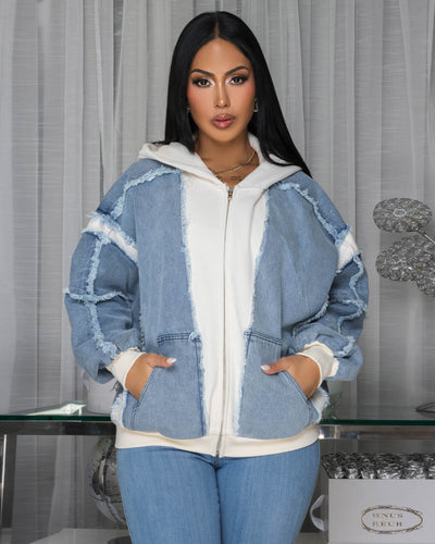 Amanita Blue Denim Ivory Hoodie ULTRA-LUXE Sweater (10/9/2025)