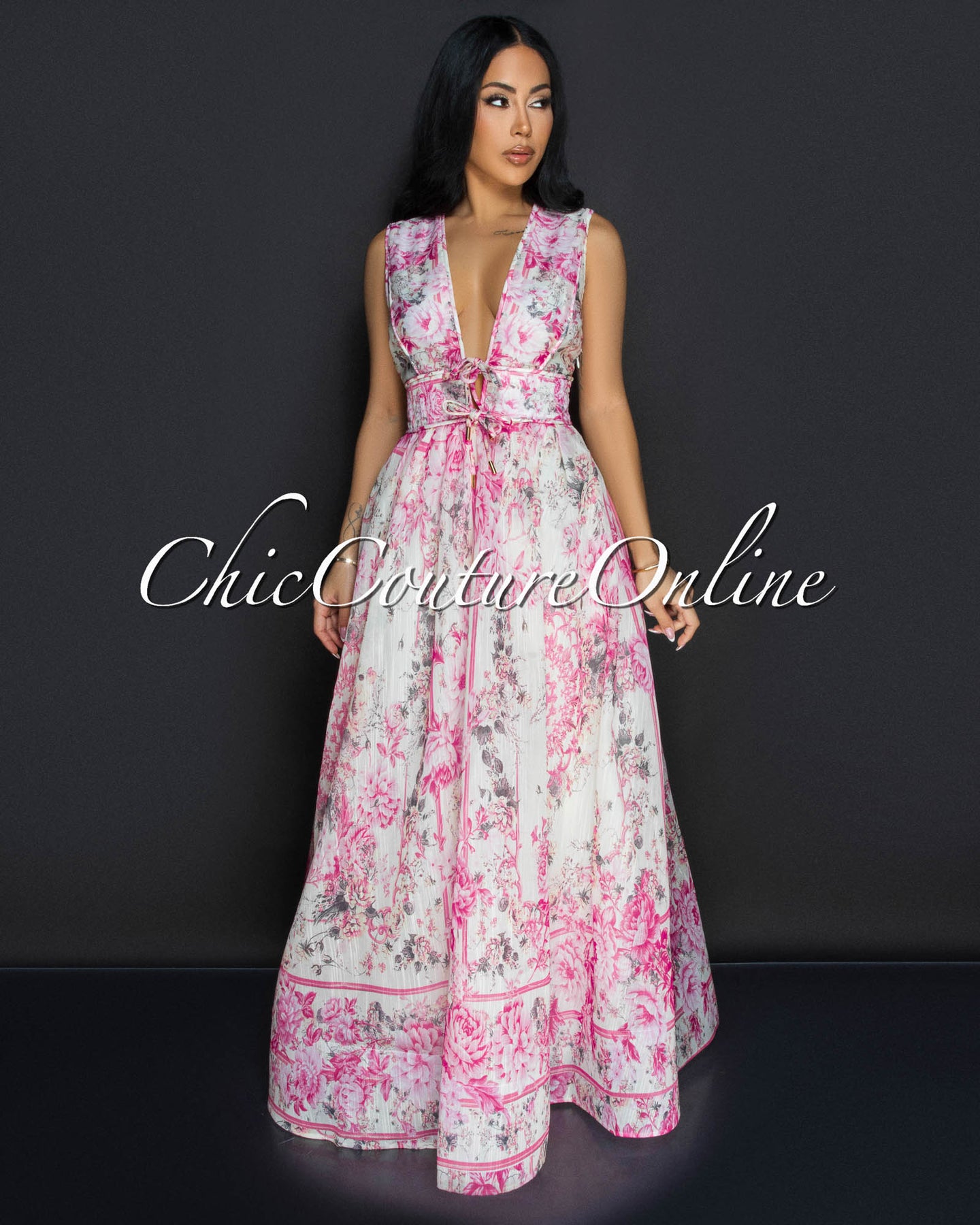 Calla Pink Floral Print Maxi Dress