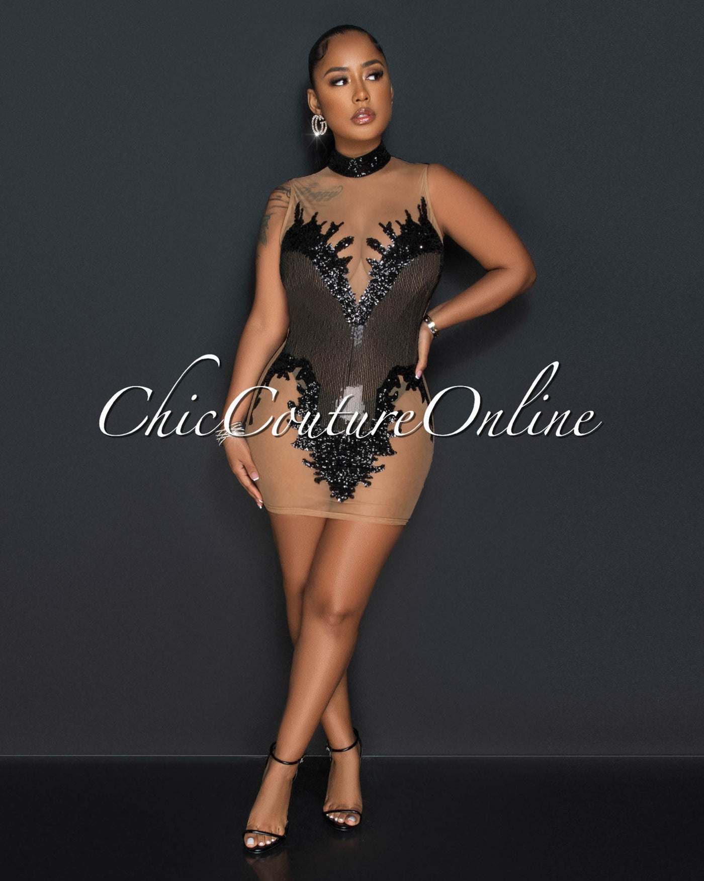 Meddy Black Nude Mesh Sheer Sequins Mini Dress Chic Couture Online Meddy Black Nude Mesh Sheer Sequins Mini Dress Chic Couture Online