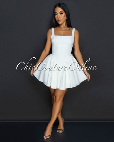 Brayline White Flared Skater Dress