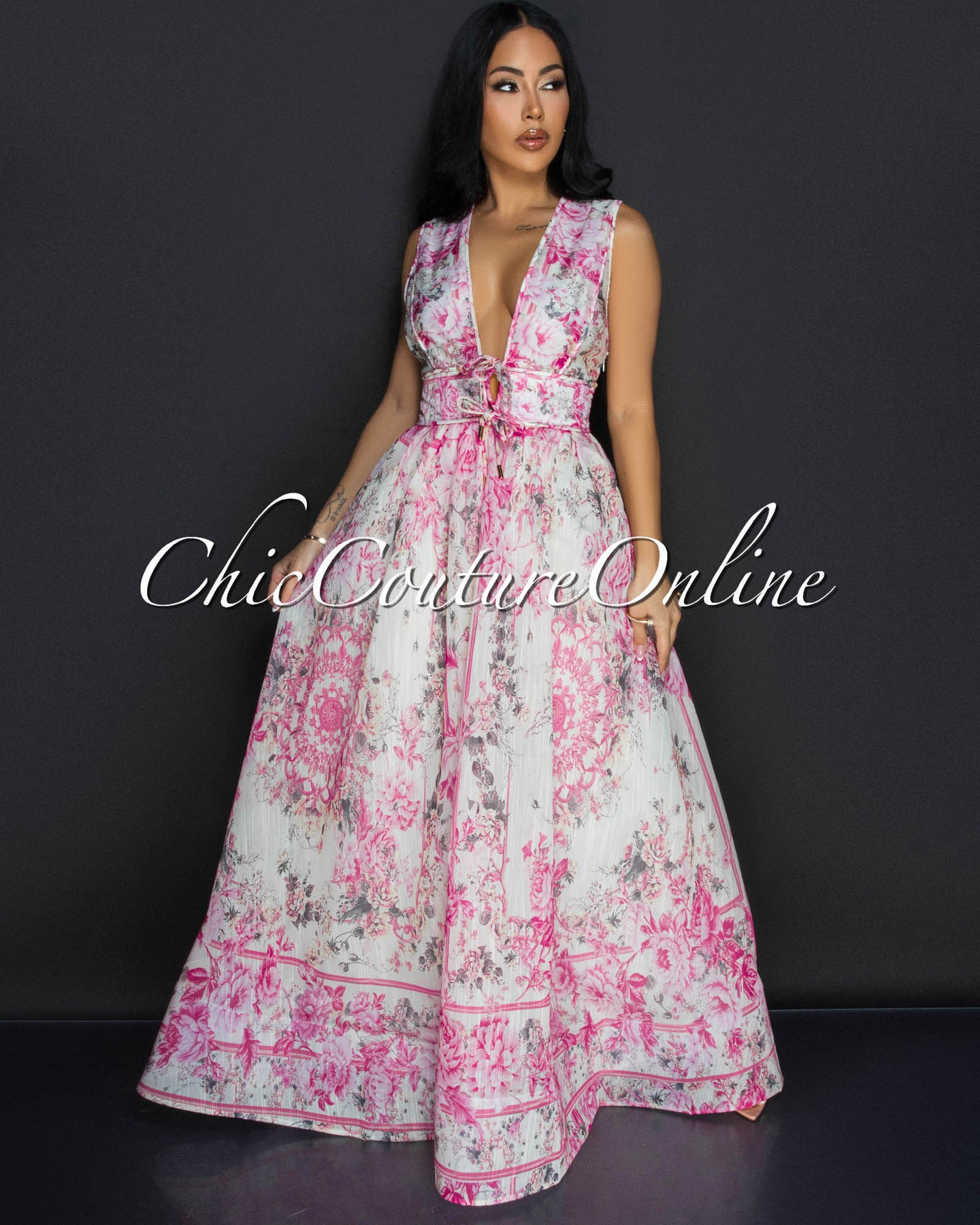 Calla Pink Floral Print Maxi Dress