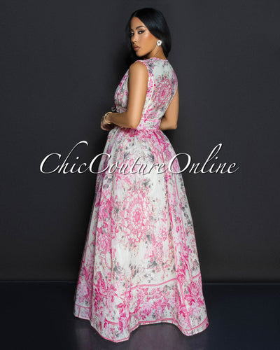 Calla Pink Floral Print Maxi Dress