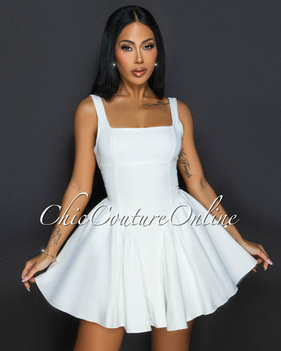 Brayline White Flared Skater Dress