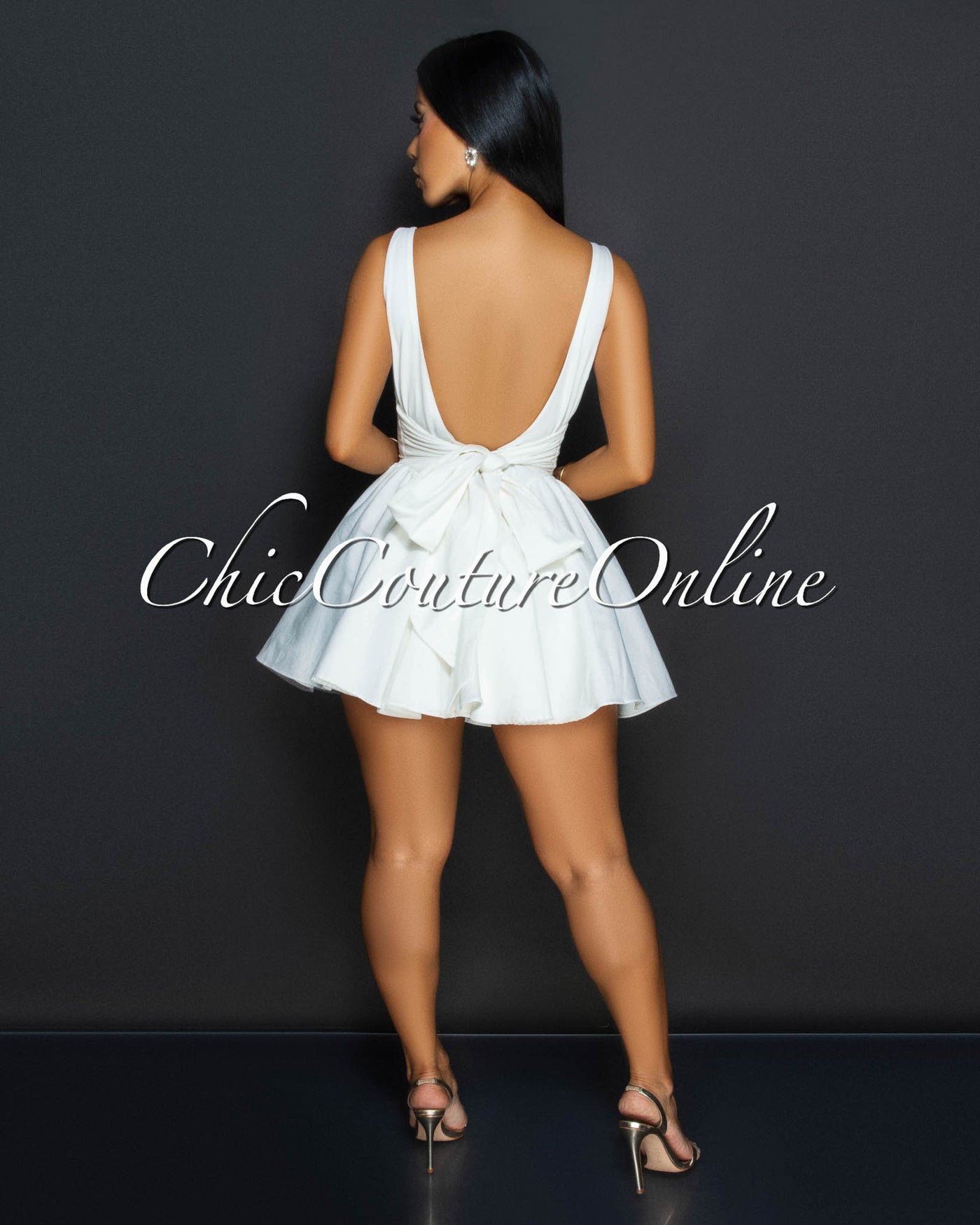 Brayline White Flared Skater Dress