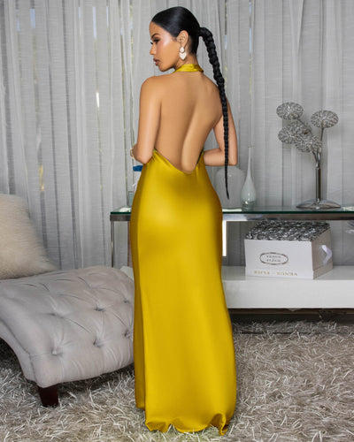 Dahlia Moss Draped Halter Maxi Dress (9/3/25)