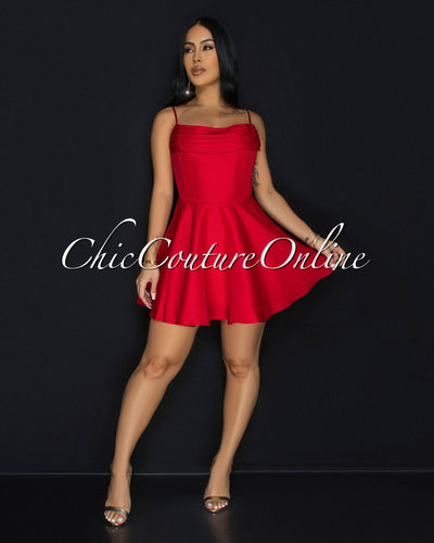 Caselle Red Skater Mini Dress