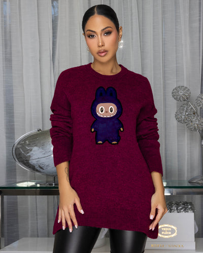 Bubu Burgundy Graphic Sweater