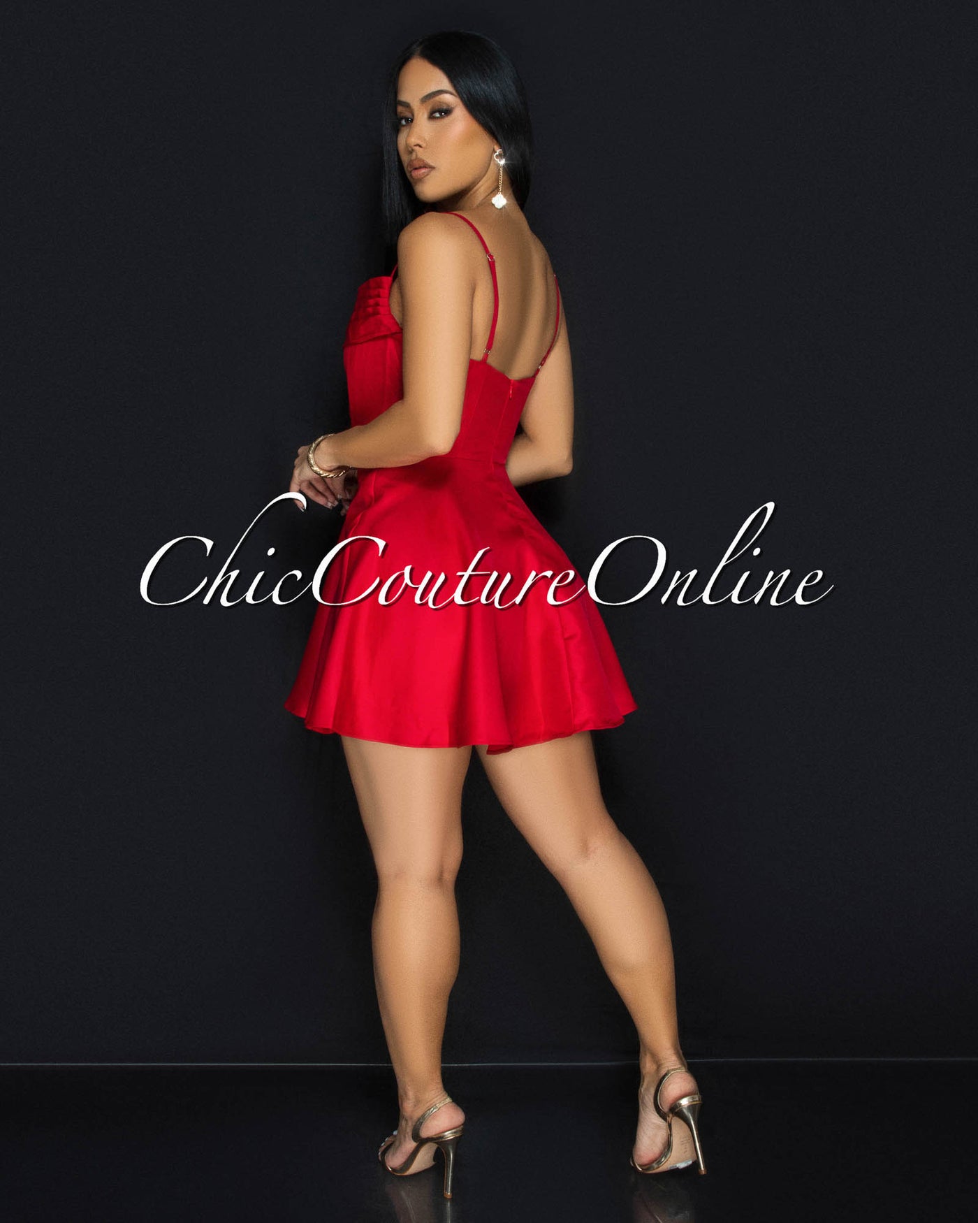 Caselle Red Skater Mini Dress