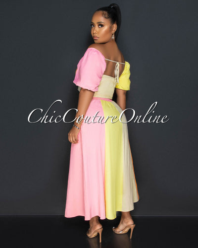 Anniston Pastel Color-Block Top & Skirt Set