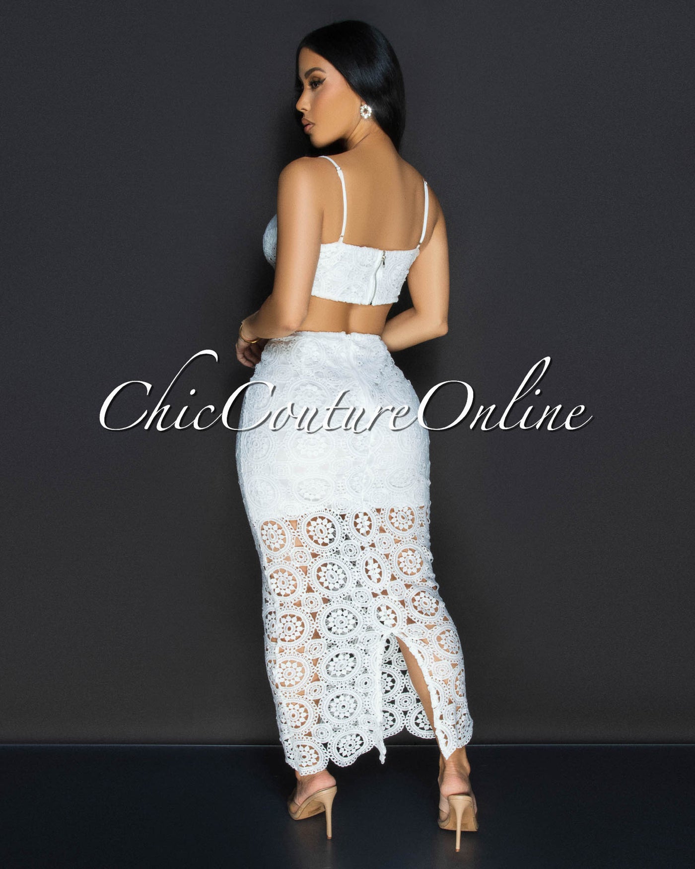 Ume White Eyelet Bustier & Skirt Two Piece Set