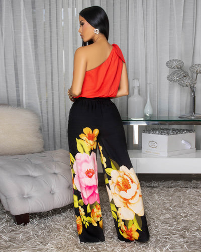 Augusta Coral Single Shoulder Crop Top