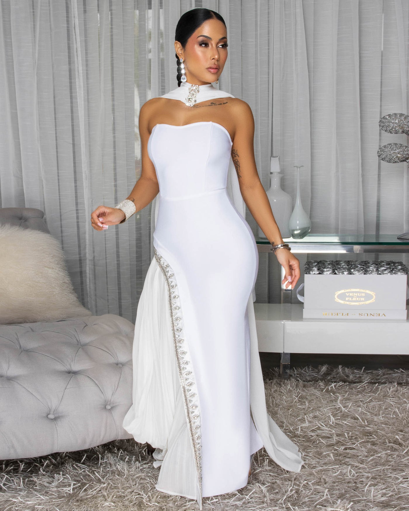 white bandage maxi dress Hudane Rhinestones Accent Shawl recoverybrunch Vintage Prom Dress, Royal Rental Period:4 Ideal for special occasions