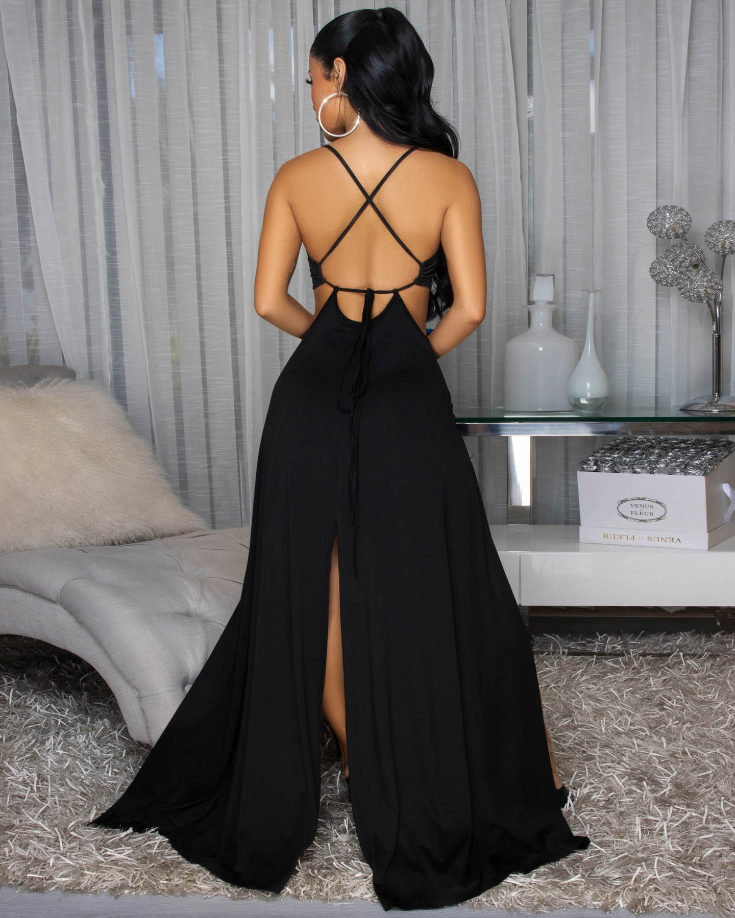 Millie Black Color-Block Cut-Out Maxi