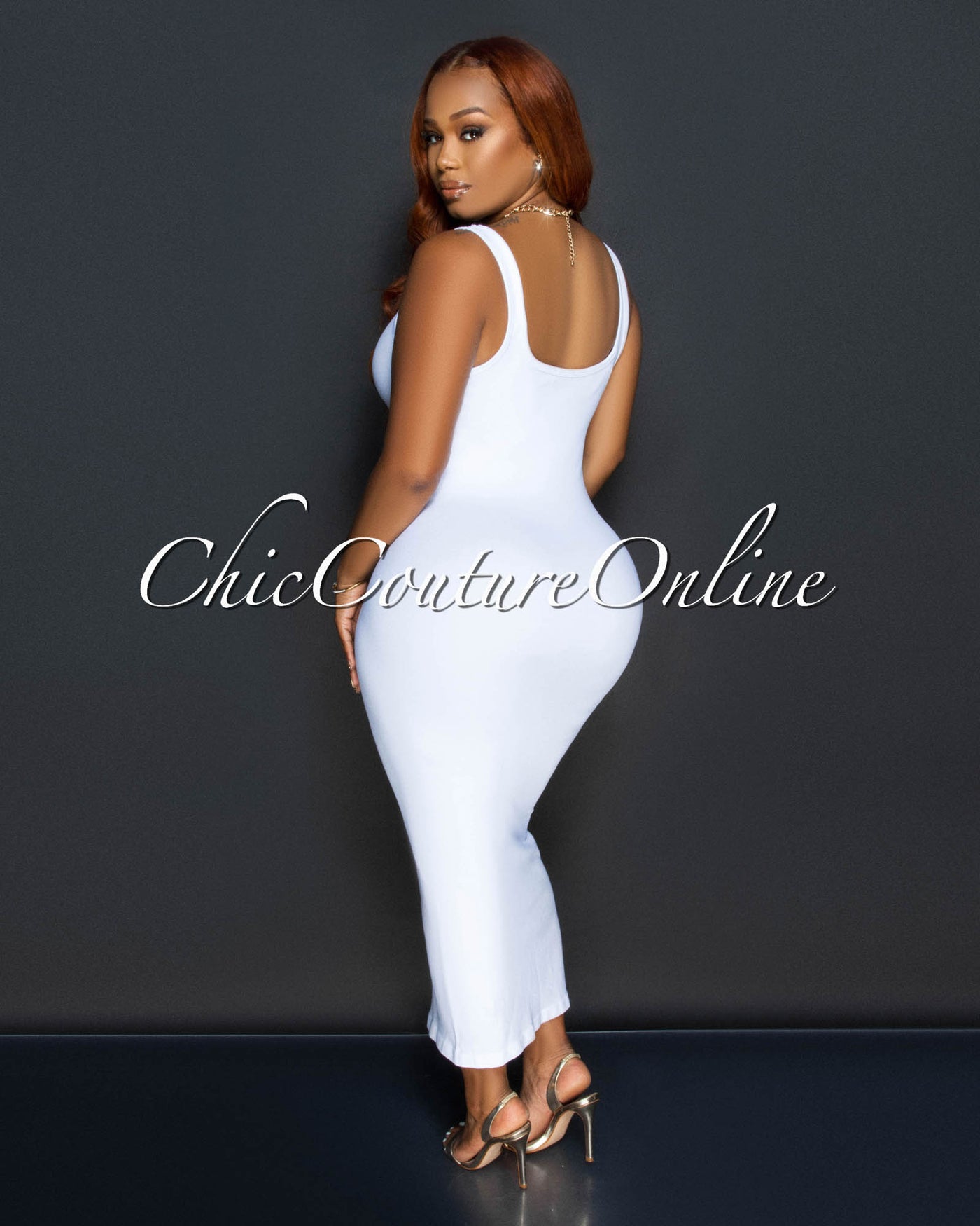 Almeda White Sleeveless Bodycon Maxi Dress