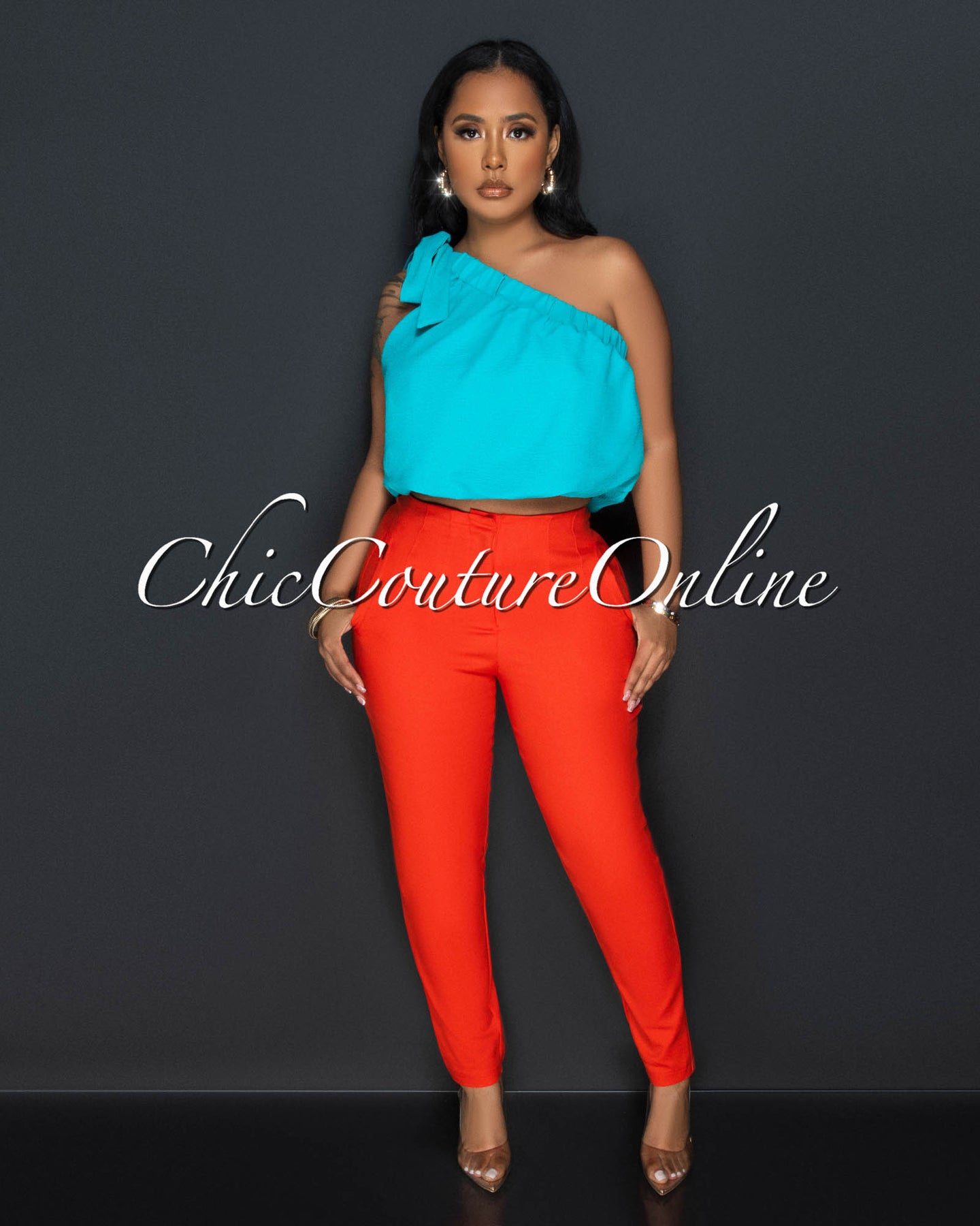 *Avril Orange High Waist Skinny Pants