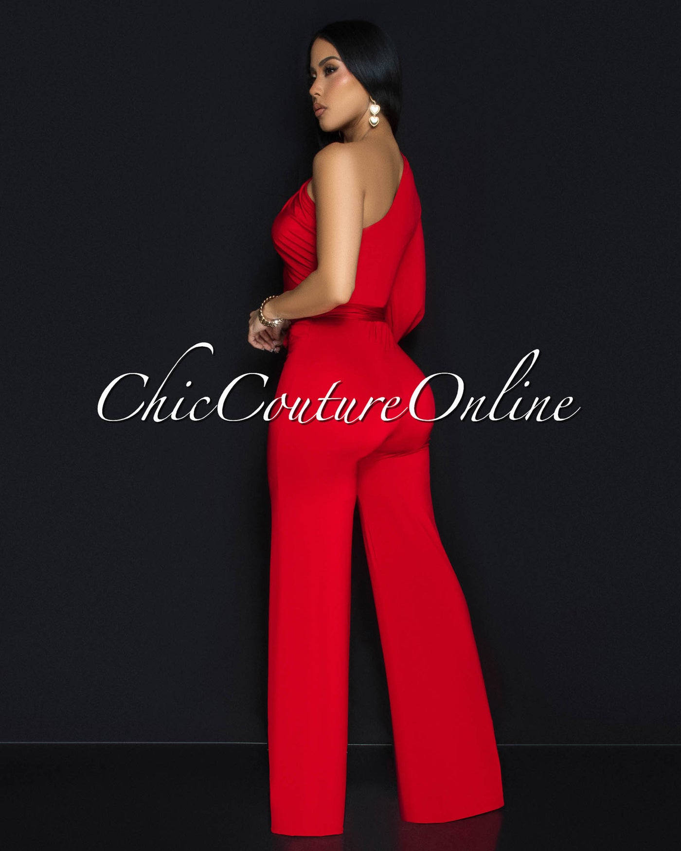 Pennia Red Single Long Sleeve Jumpsuit