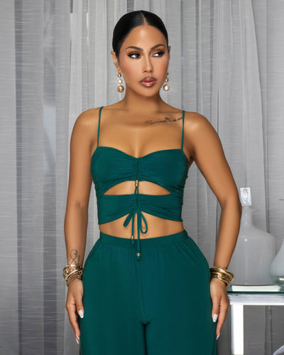 Pierrette Forrest Green Cut-Out Pants Set