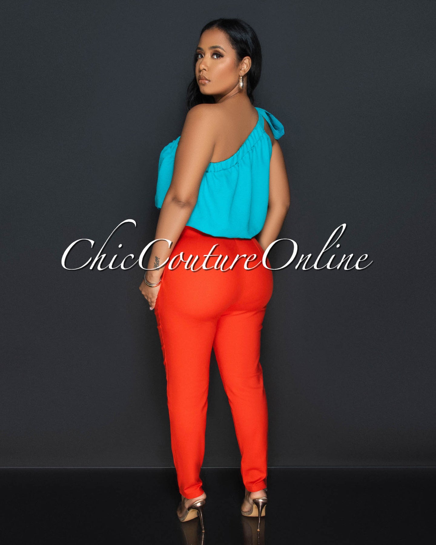 *Avril Orange High Waist Skinny Pants