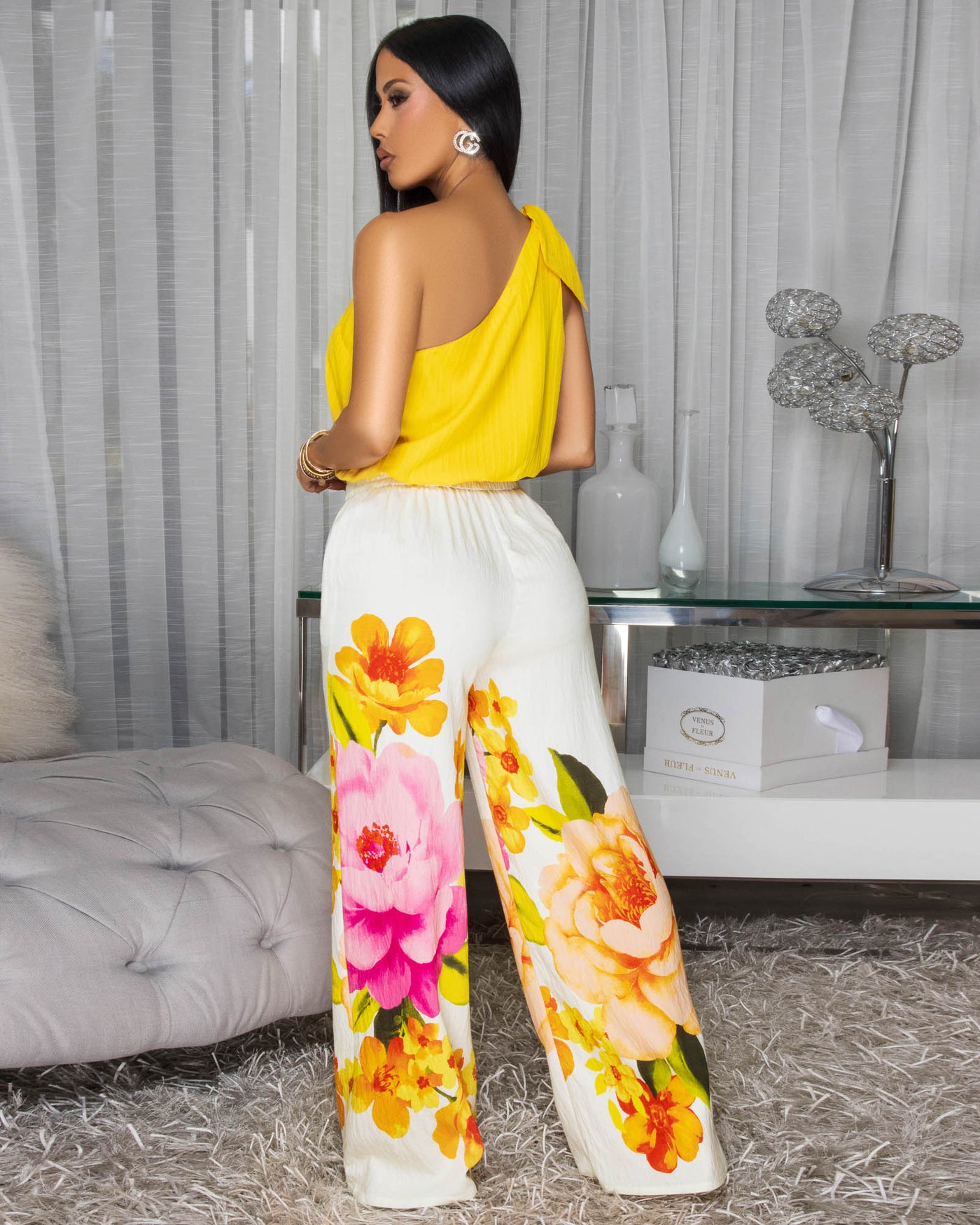 Koda Cream Multi-Color  Floral Print Pants