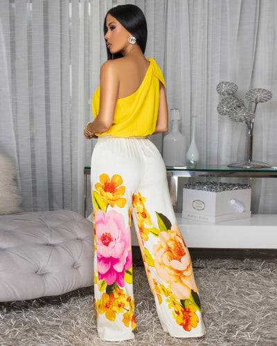 Koda Cream Multi-Color  Floral Print Pants