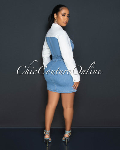 Rochelle White Light Denim Shirt Dress