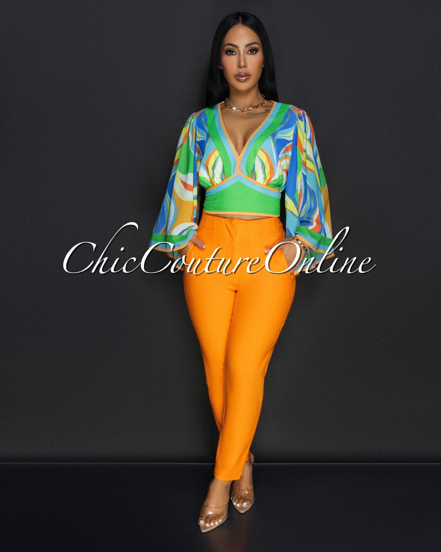 *Avril Tangerine High Waist Skinny Pants