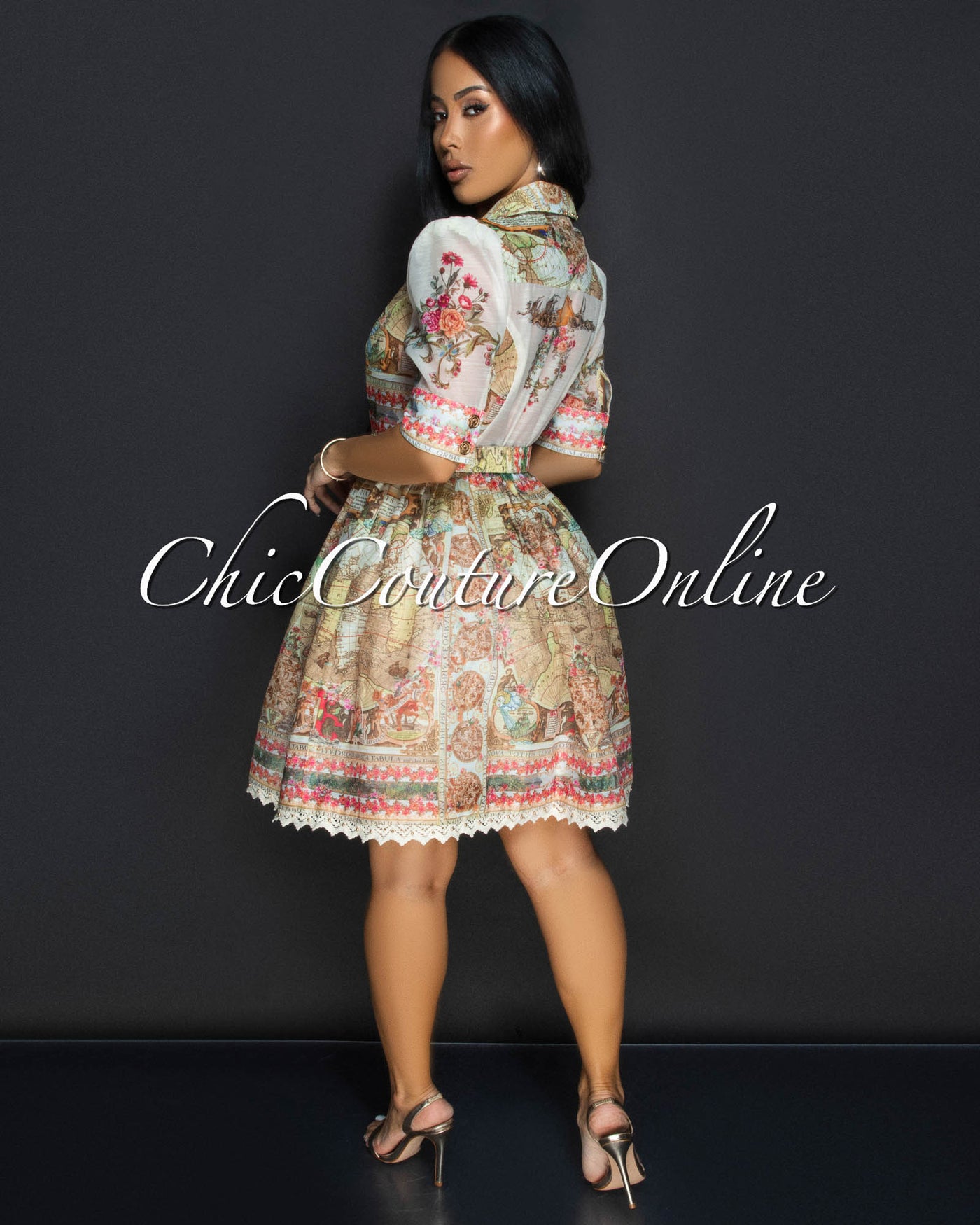 Belynda Yellow Multi Print Belted Dress