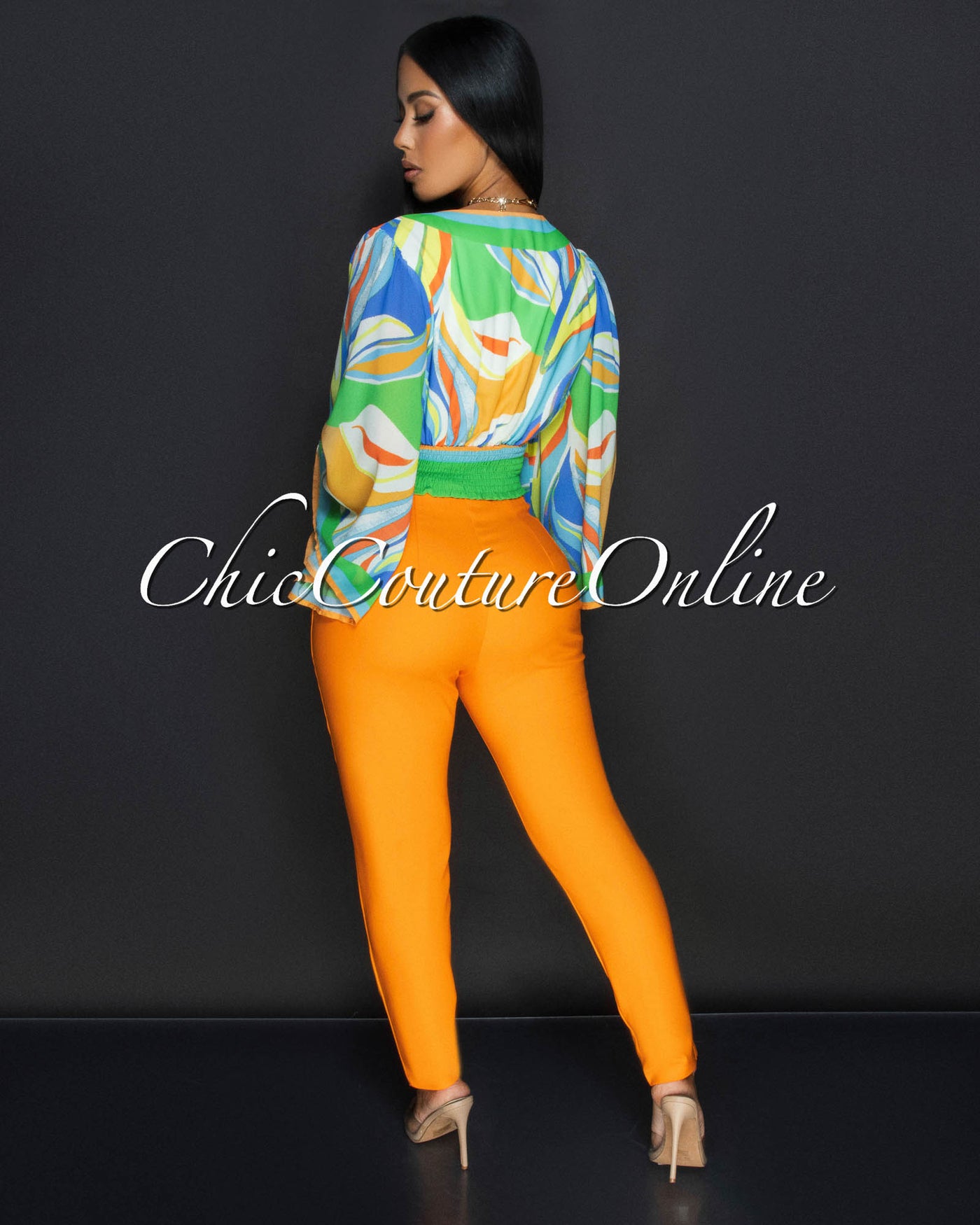 Avril Tangerine High Waist Skinny Pants