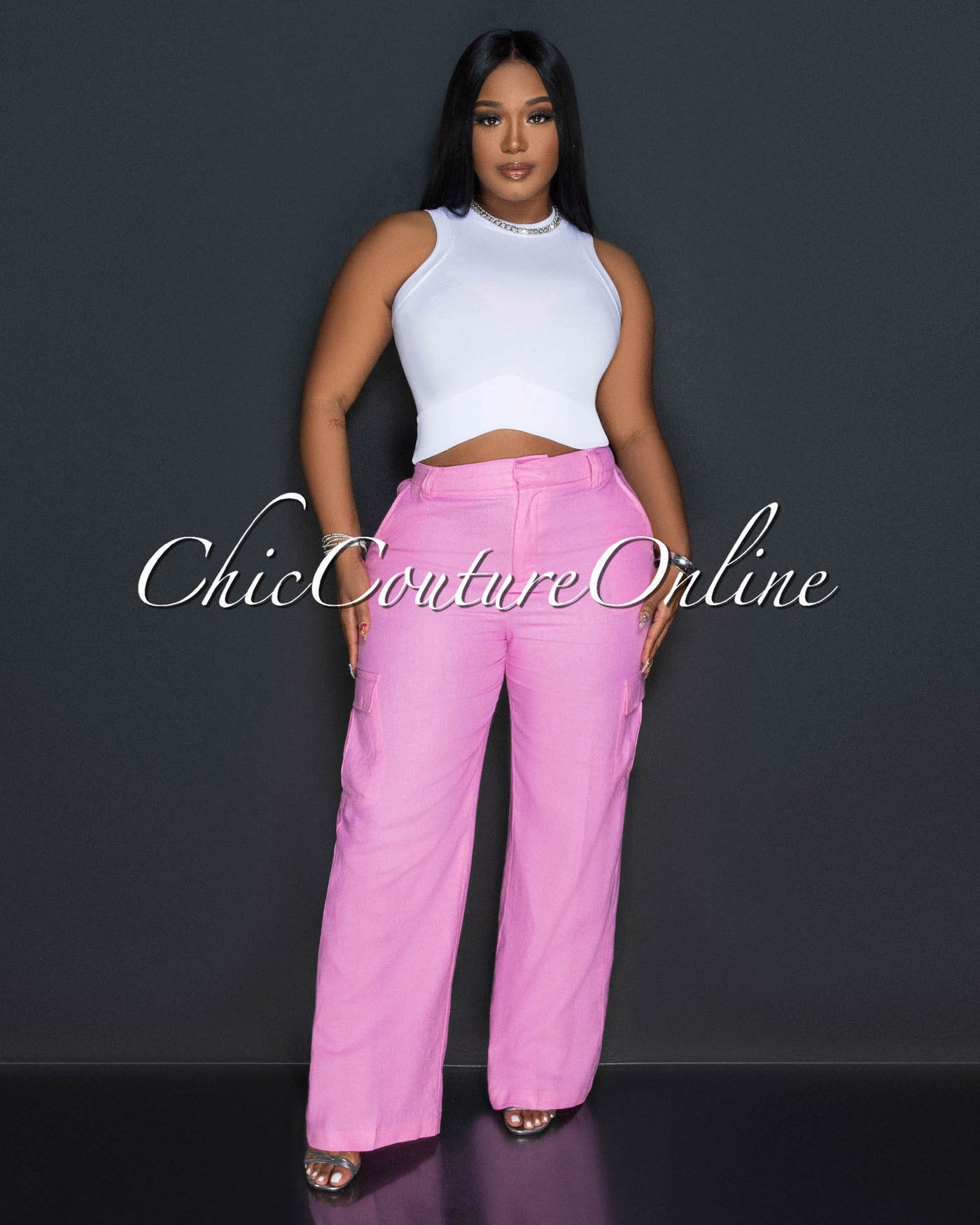 Kerly Bubblegum Pink Cargo Linen Pants