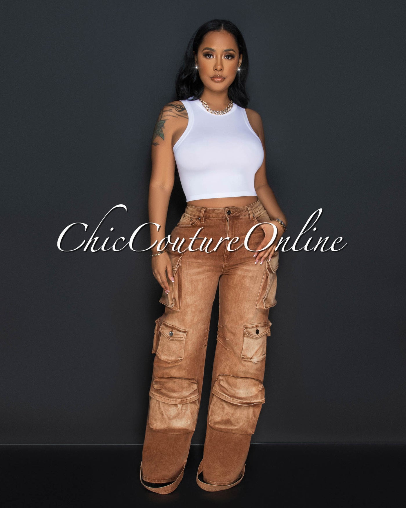 *Allana Brown Wide Cargo Jeans