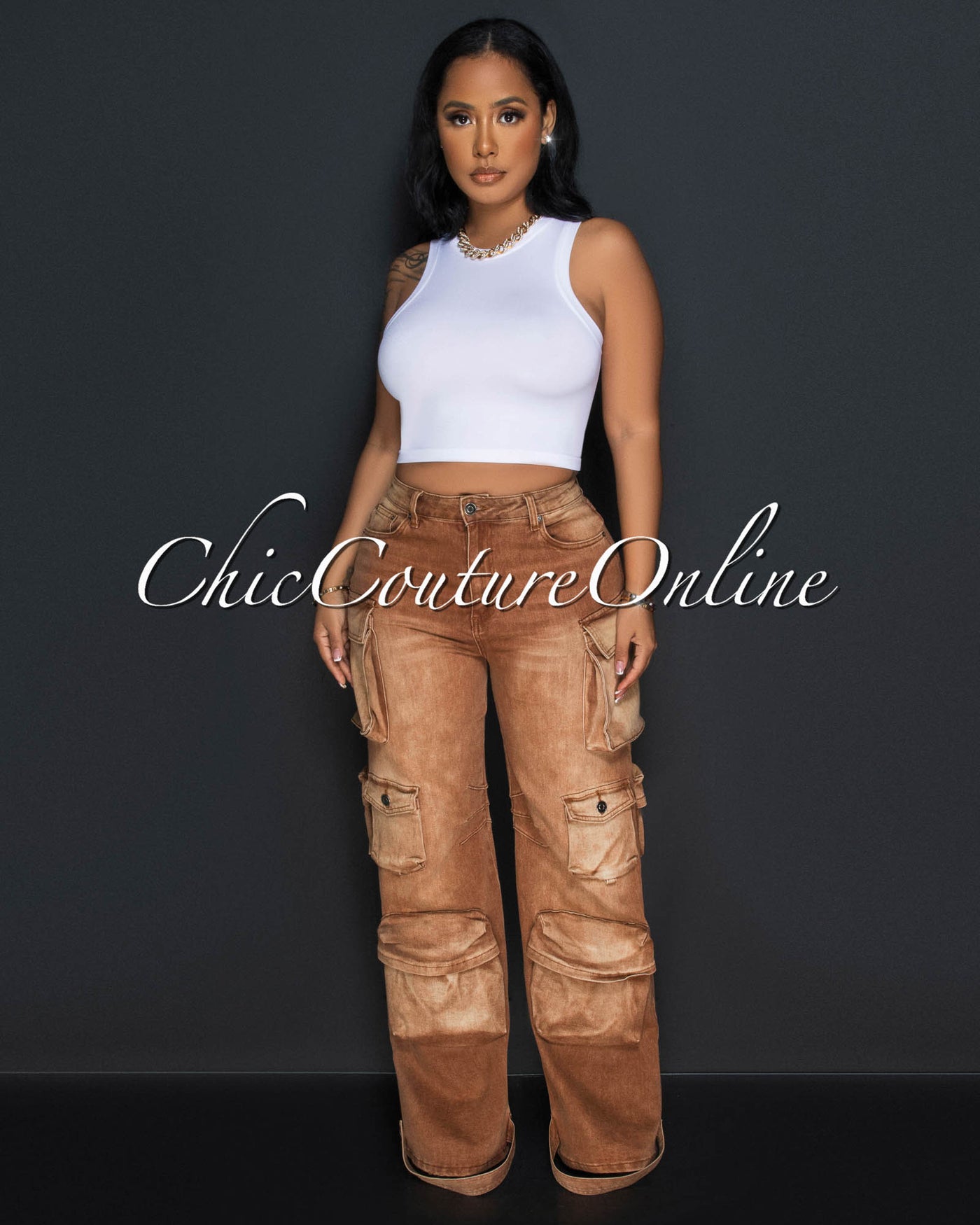 *Allana Brown Wide Cargo Jeans