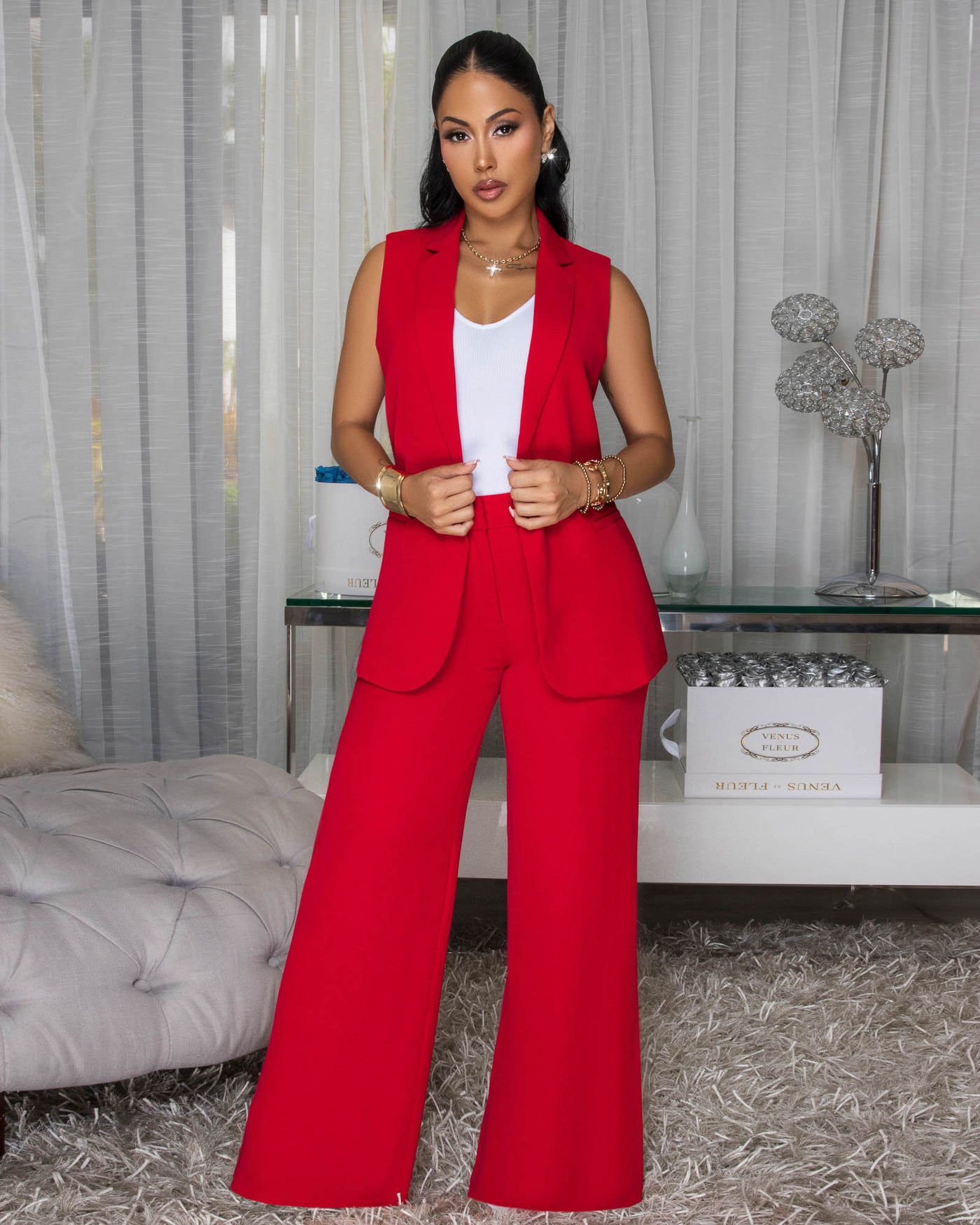 Armani Red Vest & Pants Set