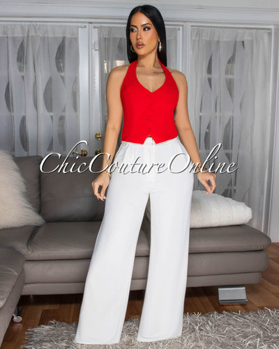 Saisha Red Halter Vest