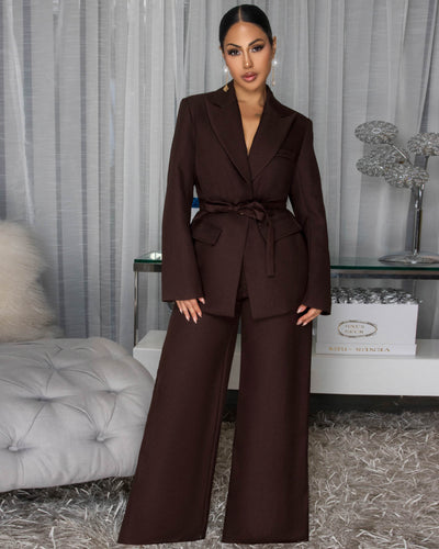 Mirisse Dark Brown Jacket & Pants Set