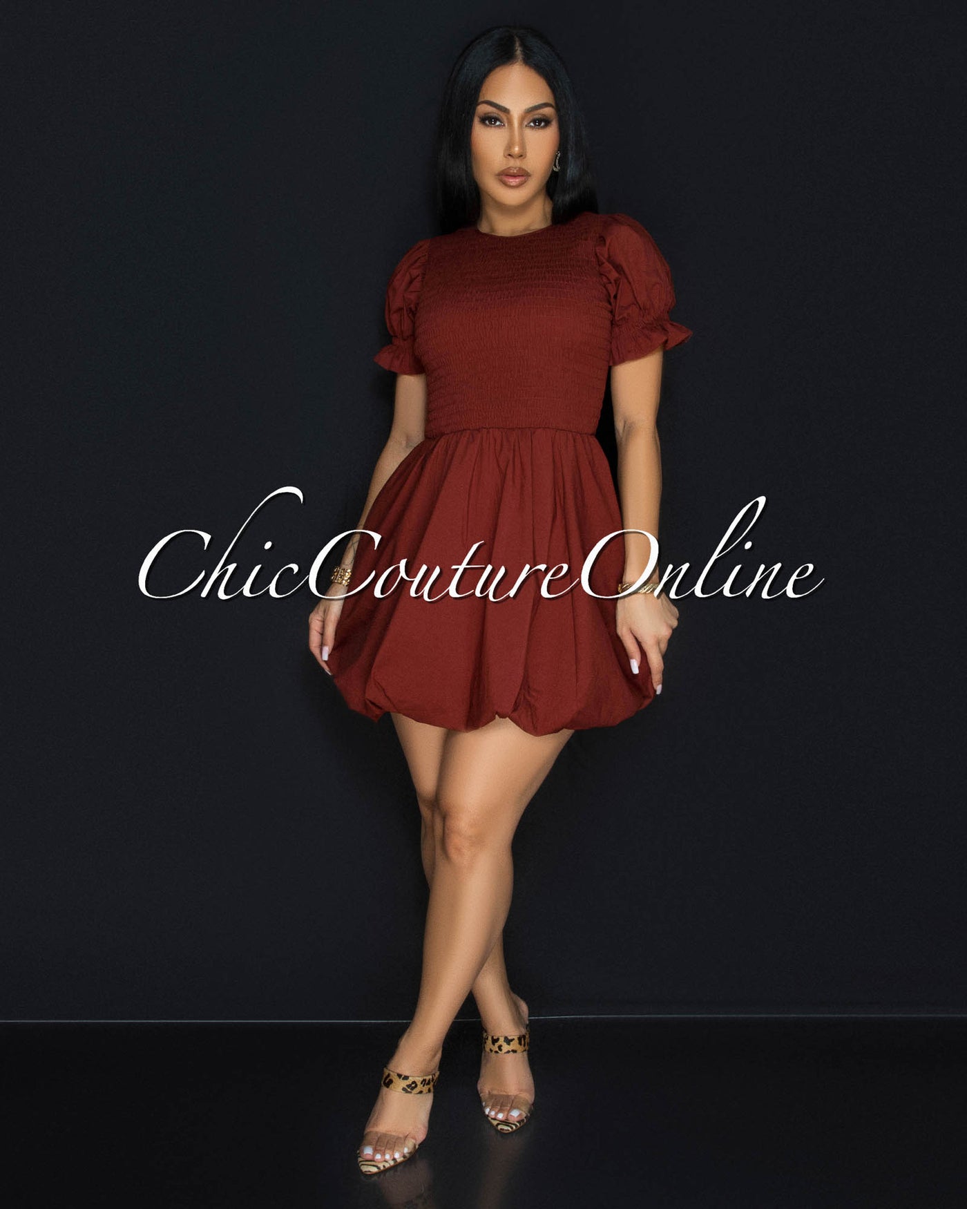 Yira Chocolate Short Bubble Dress