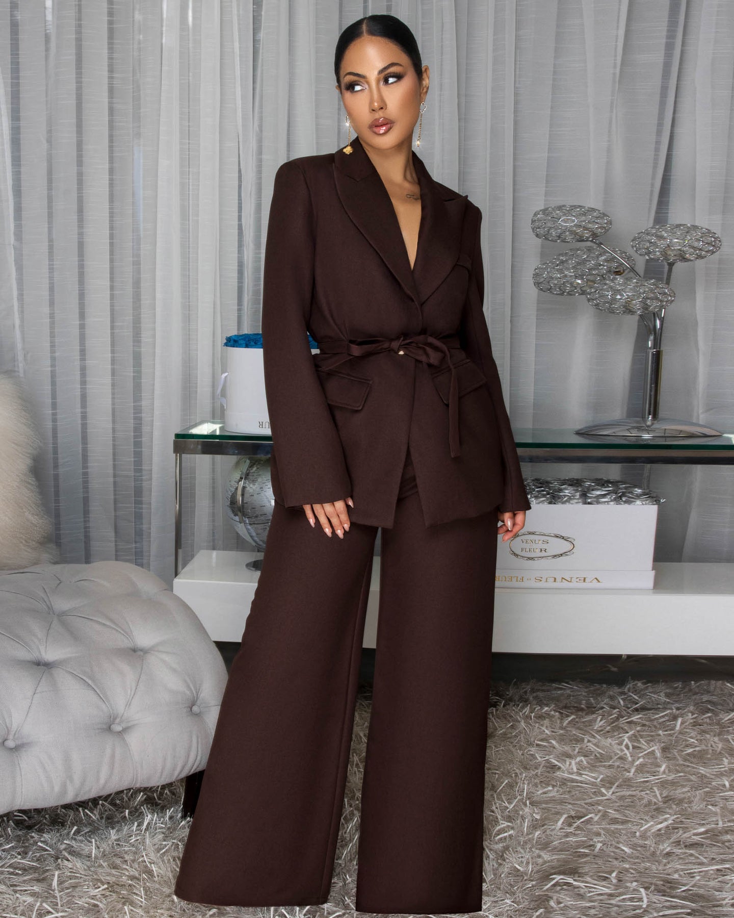 Mirisse Dark Brown Jacket & Pants Set