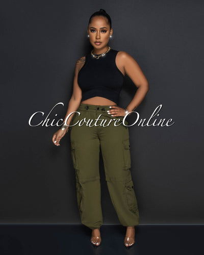 Lorrie Olive Green Cargo Jogger Pants