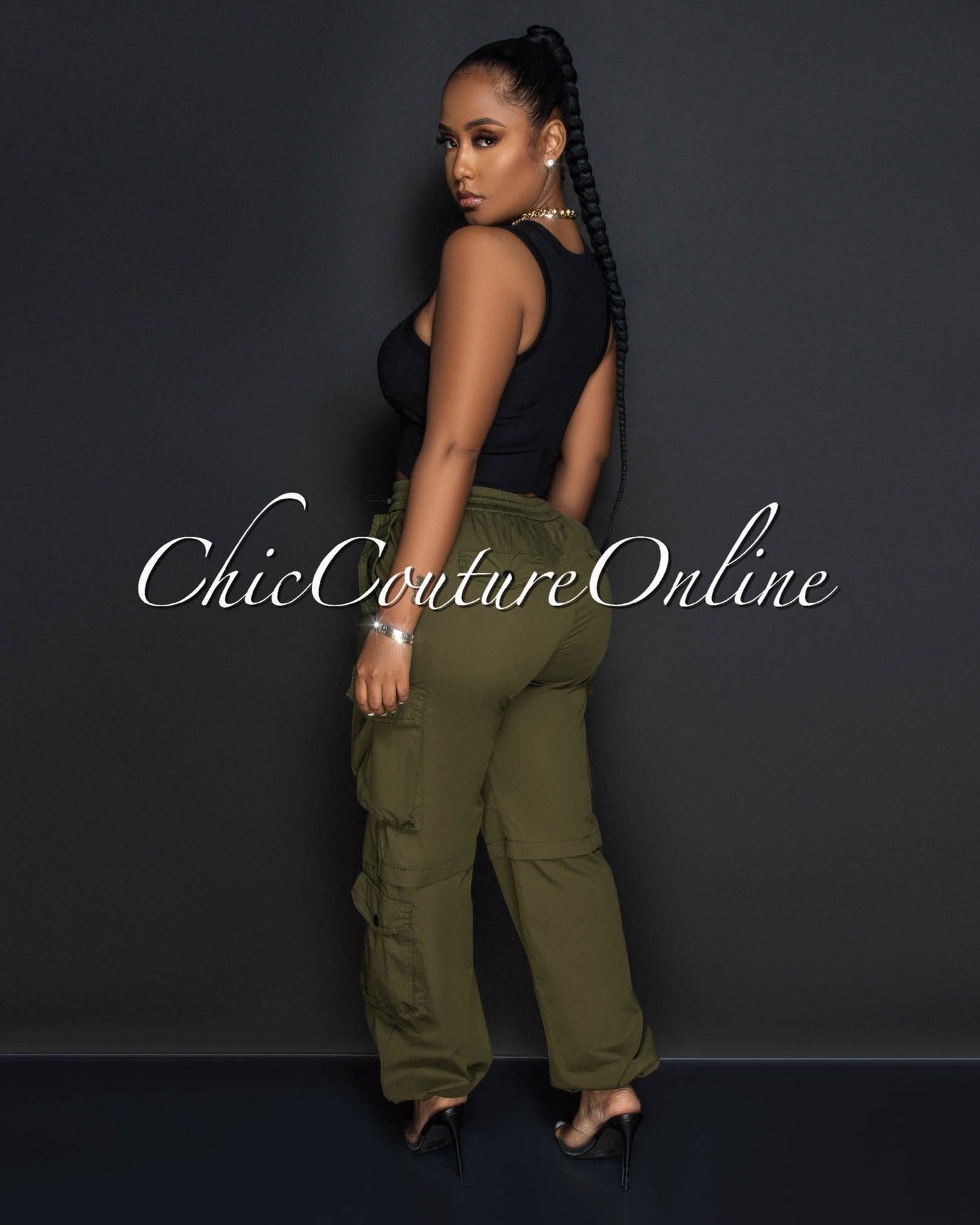 Lorrie Olive Green Cargo Jogger Pants