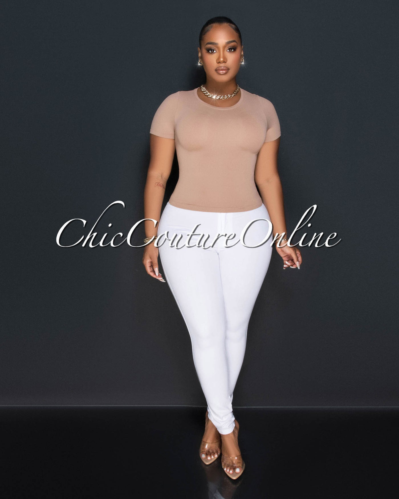 Lona Nude Round Neck Crop Top