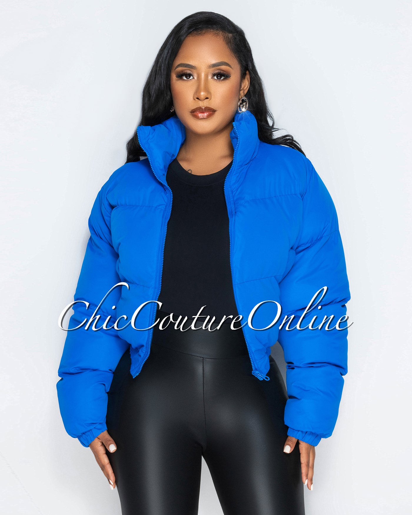 Alexa Royal Blue Puffy Bomber Jacket