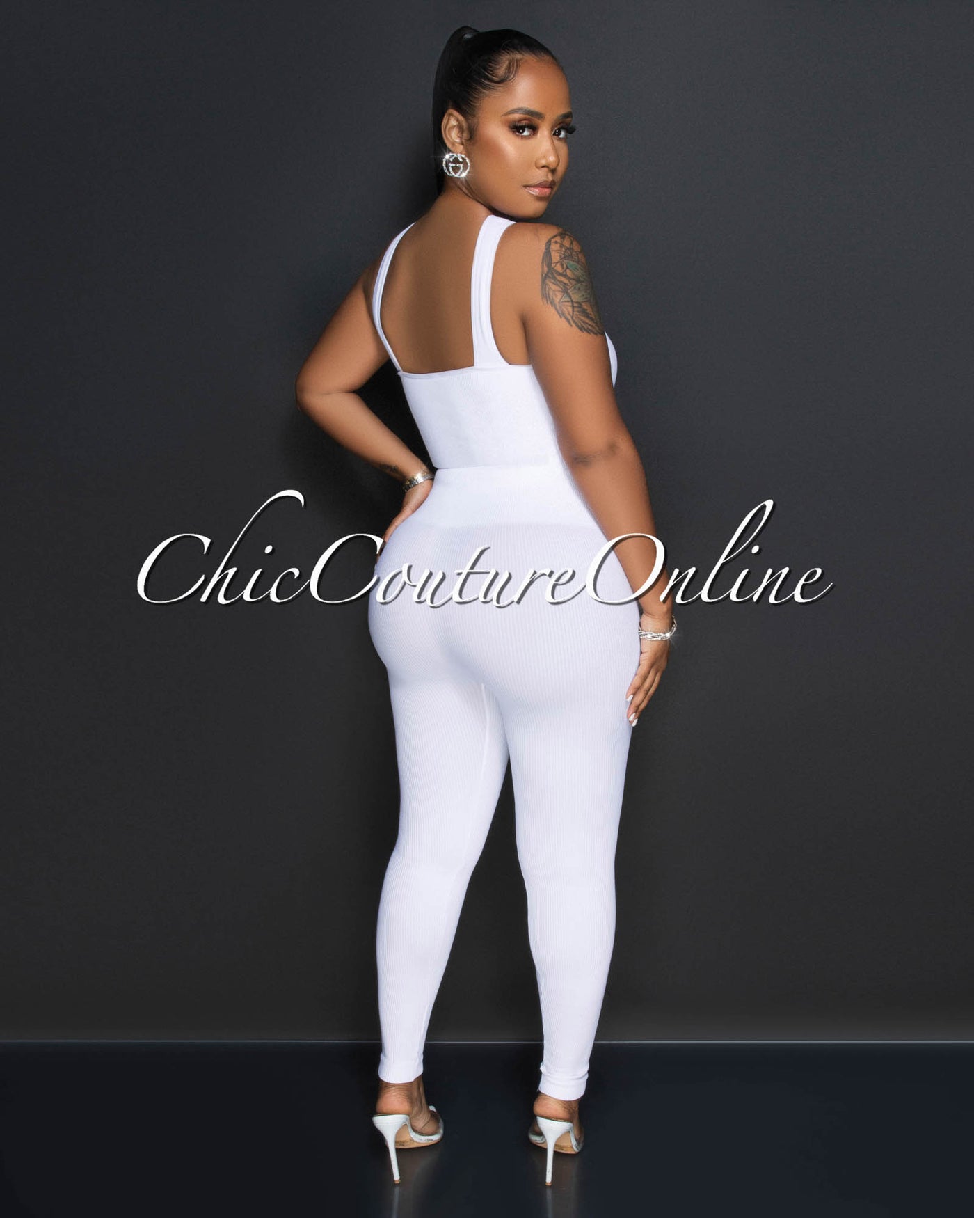 Parice White Cut-Out Bust Top & Leggings Sculpting Set (9/11)