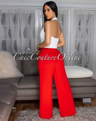 Ebene Red Wide Leg Pants