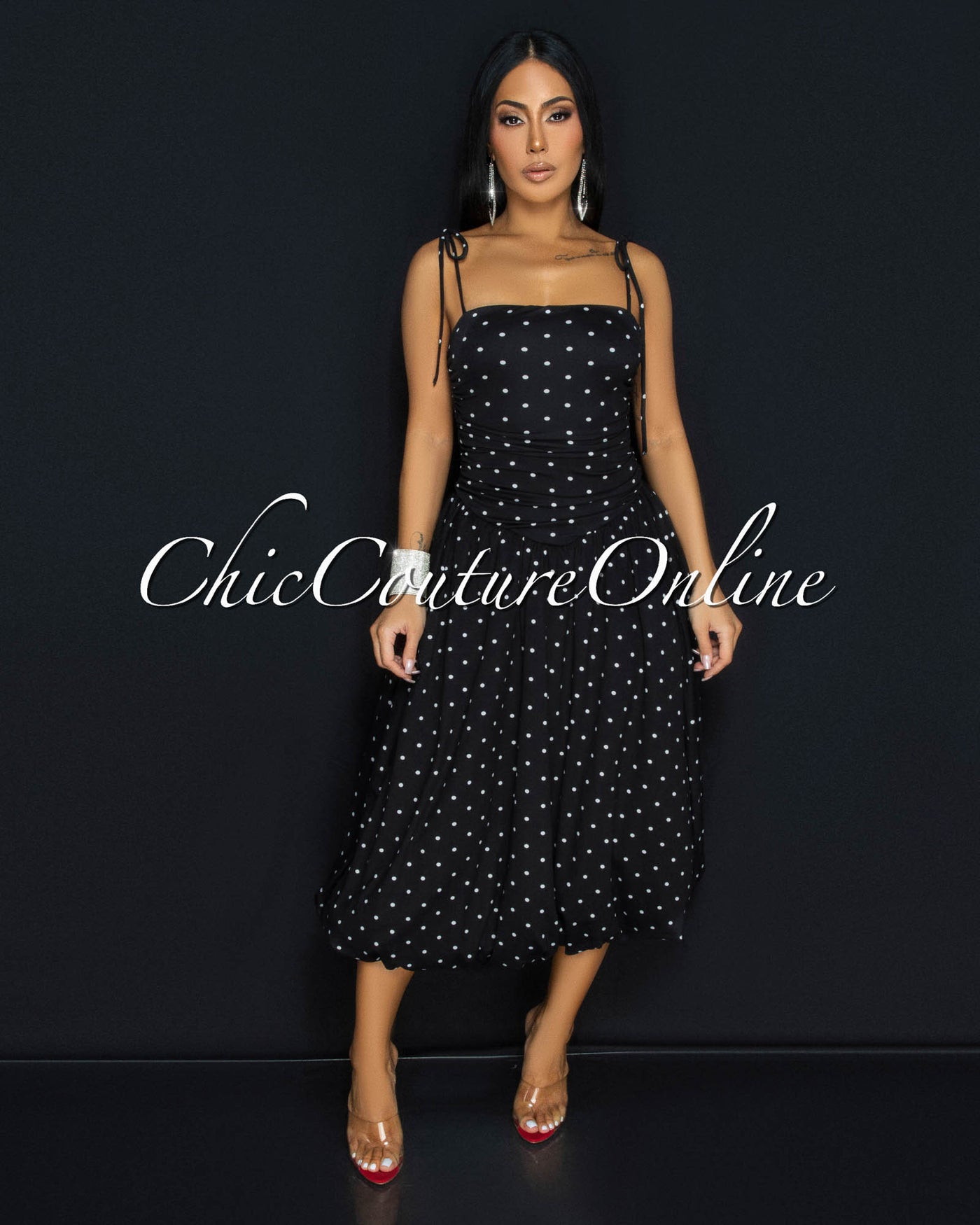 Prudence Black White Polka Dots Bubble Dress